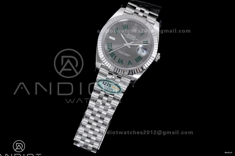 Green 1:1 Edition 904L Datejust Best SS on Gray Bracelet Dial 41 Clean Roman SS SH3235 Steel 0511